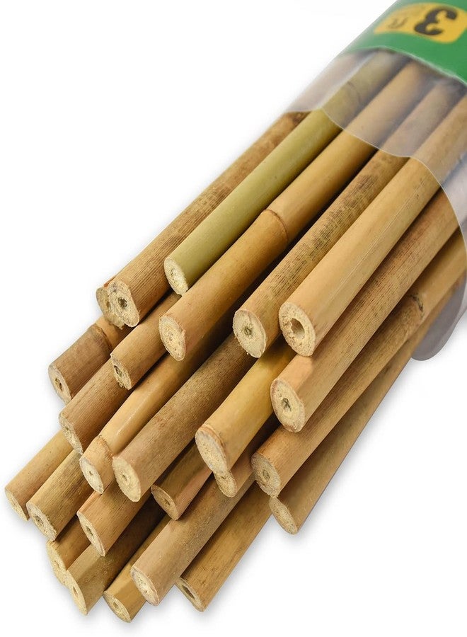 Jollybower 25pcs 7/20" D Thicker Heavy Duty Bamboo Stakes, 3FT Plant Stakes, Natural Garden Stakes for Tomato, Bean, Flowers,Trees Potted and Climbing Plant Support - Image 1