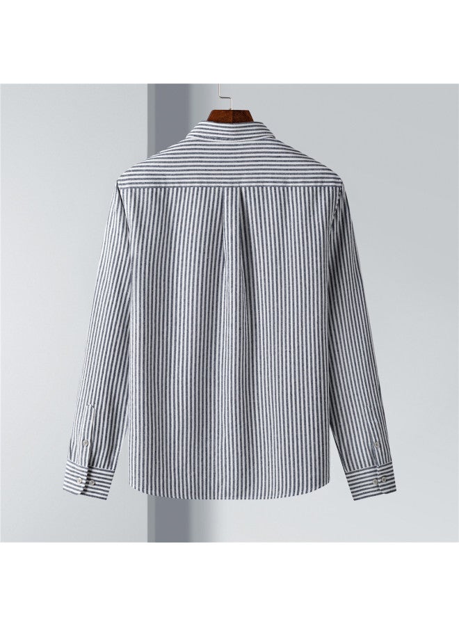 ROMON Two-way Wear With Linen】men's Striped Long Sleeve Shirt, Breathable And Comfortable Men's Shirt - Image 4