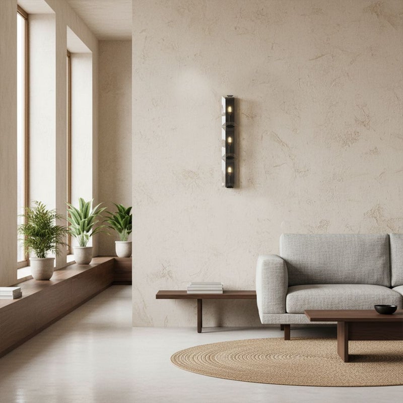 DANUBE HOME Oslo Wall Lamp Contemporary Indoor Wall Lamps Wall Mounted Lanterns E14 Bulb Base Modern Design Indoor Lighting For Bedroom Dining Living Room L22xW22xH19cm-Smoke Glass - Image 4