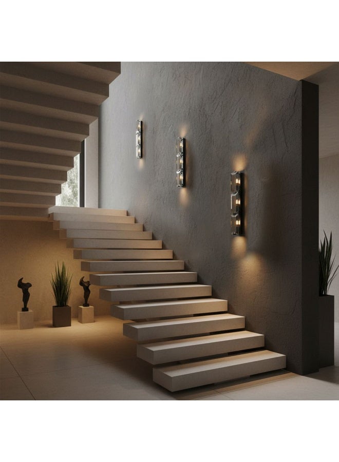 DANUBE HOME مصباح جداري أوسلو مصابيح داخلية معاصرة مصابيح معلقة جدارية قاعدة لمبة E14 تصميم حديث إضاءة داخلية لغرفة النوم غرفة الطعام غرفة المعيشة L22xW22xH19cm-زجاج مدخن - Image 5