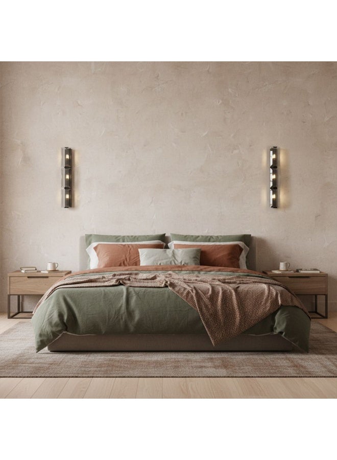 DANUBE HOME مصباح جداري أوسلو مصابيح داخلية معاصرة مصابيح معلقة جدارية قاعدة لمبة E14 تصميم حديث إضاءة داخلية لغرفة النوم غرفة الطعام غرفة المعيشة L22xW22xH19cm-زجاج مدخن - Image 3