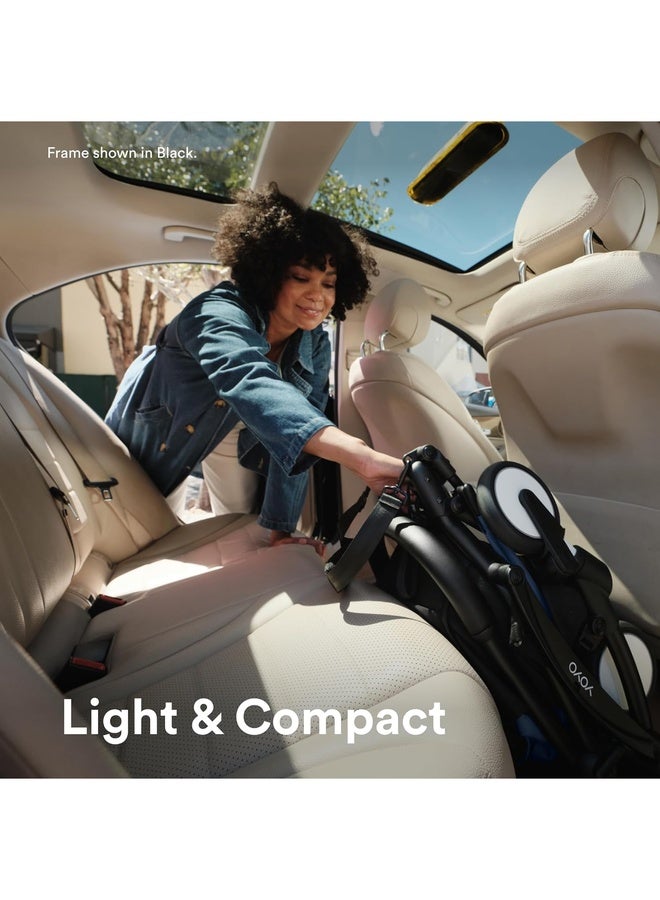 STOKKE YOYO3 Stroller from 6M+ - White Frame + Seat Cushion + Canopy - Folds In & Out in a Flash - Light & Compact - Carry-On Compatible - Air France Blue - Image 3