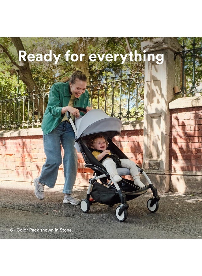 STOKKE YOYO3 Stroller from 6M+ - White Frame + Seat Cushion + Canopy - Folds In & Out in a Flash - Light & Compact - Carry-On Compatible - Air France Blue - Image 2