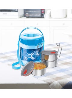 Milton MILTON Econa Deluxe 3 Stainless Steel Containers with Steam Vent 260 ml Each, PU Insulated, Hot & Cold Leak-Proof Lunch Box for Office, College, Picnic, Blue  - Image 2