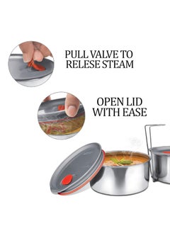 Milton MILTON Econa Deluxe 3 Stainless Steel Containers with Steam Vent 260 ml Each, PU Insulated, Hot & Cold Leak-Proof Lunch Box for Office, College, Picnic, Blue  - Image 4