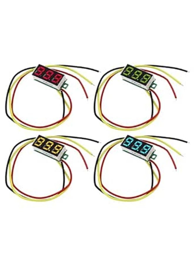 4Pcs Mini Digital DC Voltmeter Gauge 0 100V 3 Wire Battery Voltage Monitor For Car Motorcycle With Red Green Yellow Blue Display - Image 1