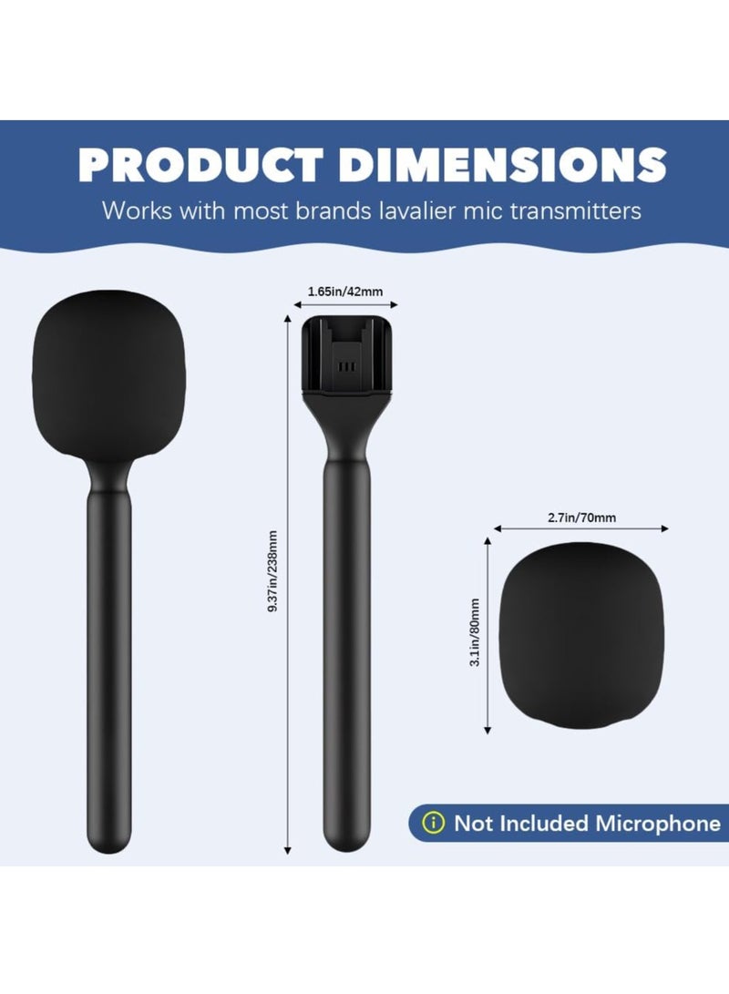 ELTRAZONE Microphone Handle Compatible with DJI Rode Wireless Go | Universal Interview Wireless Microphone Adapter with Anti-Wind Foam | Perfect for All Lapel Microphones | Portable, Durable, and Easy to Use - Image 2