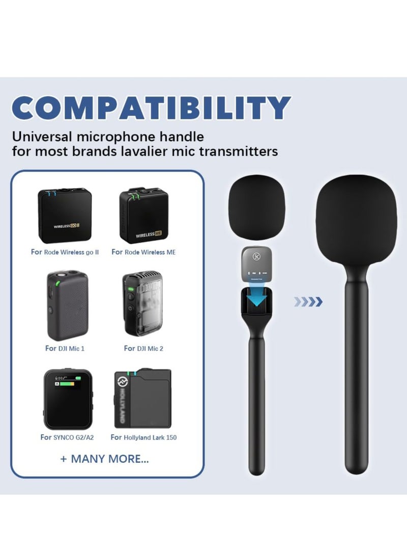 ELTRAZONE Microphone Handle Compatible with DJI Rode Wireless Go | Universal Interview Wireless Microphone Adapter with Anti-Wind Foam | Perfect for All Lapel Microphones | Portable, Durable, and Easy to Use - Image 3