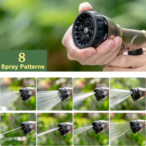 FANHAO Heavy Duty Garden Hose Nozzle, 100% Metal Water Nozzle with 8 Adjustable Spray Patterns, High Pressure Hose Sprayer with Non-Slip Grip for Watering Plants & Lawns, Washing Cars & Pets -Silver - Image 4