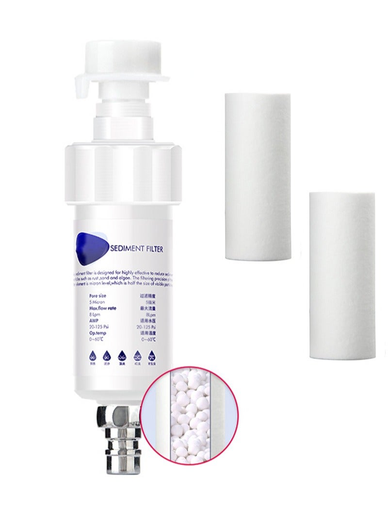 يغلب فلتر مياه الغسالة، فلتر الغسالة المنزلية المصنوع من القطن PP، فلتر مسبق (فلتر + قطعتان من فلتر إزالة الكلور + واجهة الغسالة) - Image 1