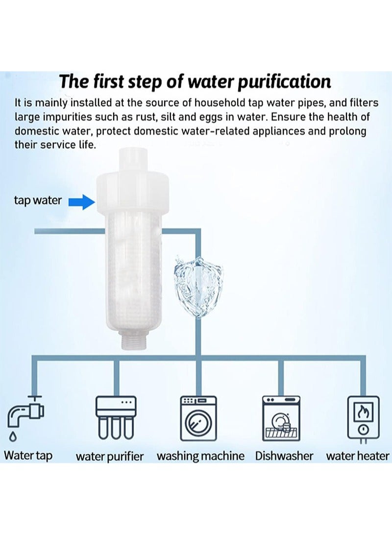 يغلب فلتر مياه الغسالة، فلتر الغسالة المنزلية المصنوع من القطن PP، فلتر مسبق (فلتر + قطعتان من فلتر إزالة الكلور + واجهة الغسالة) - Image 5