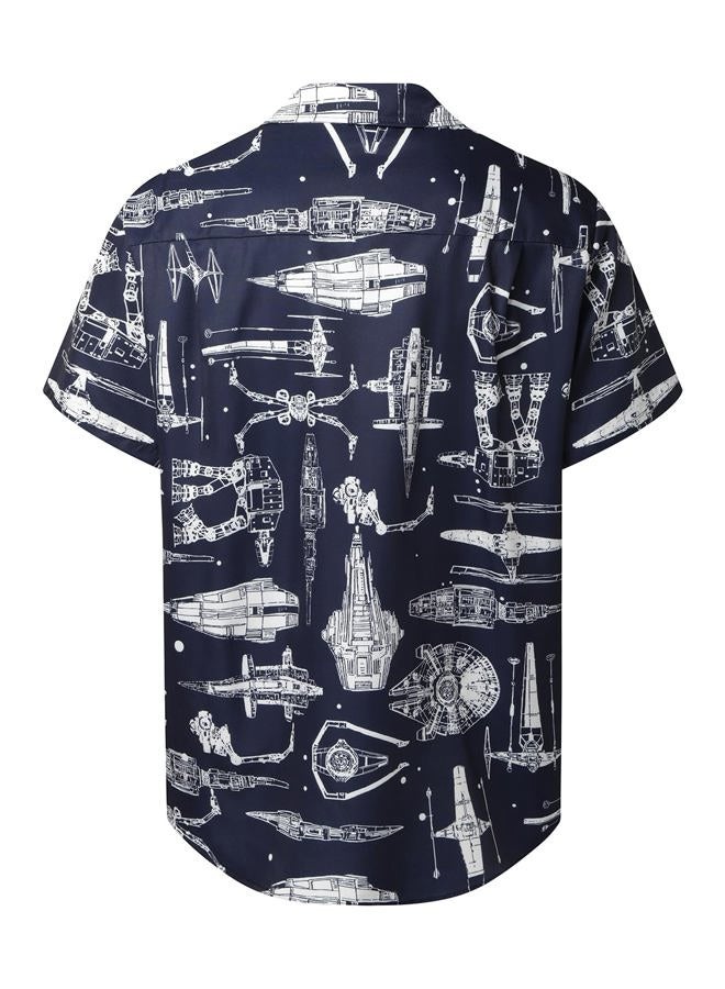 Hardaddy Men's Hawaiian Shirt Short Sleeves Printed Button Down Summer Beach Casual Shirts, Deep Blue, XL - Image 2