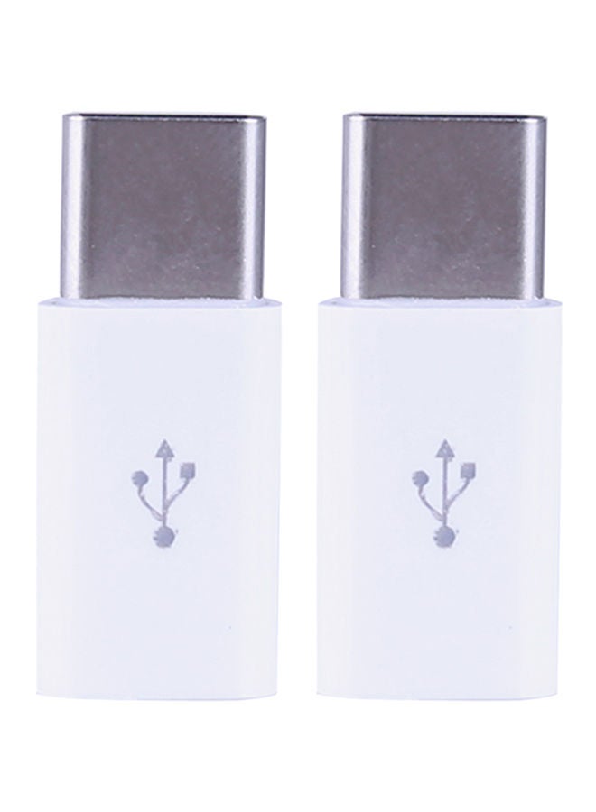 NIBEMINENT 2-Piece Type-C Male To Micro USB Female Converter Adapter White - Image 1