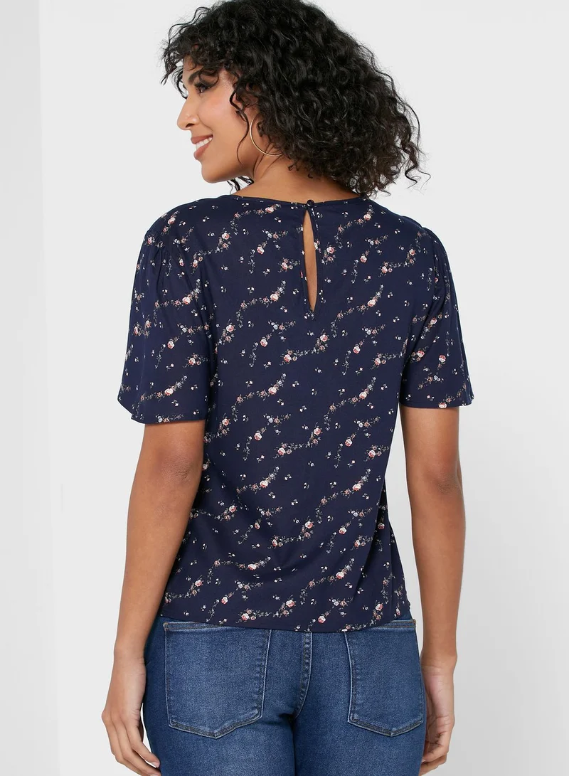 Jacqueline de Yong Back Button Closure Printed Top