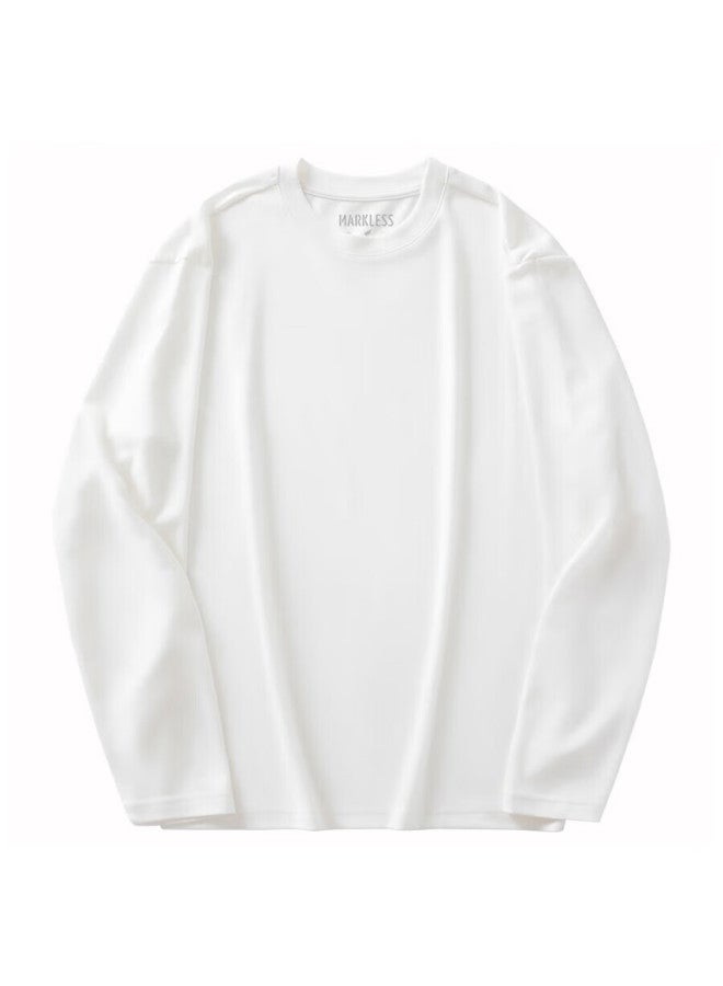 Markless Men's Long Sleeve T-shirt Autumn Winter Warm Bottoming Shirt Round Neck Comfortable Top Ctb4605m Swan White XL - Image 5