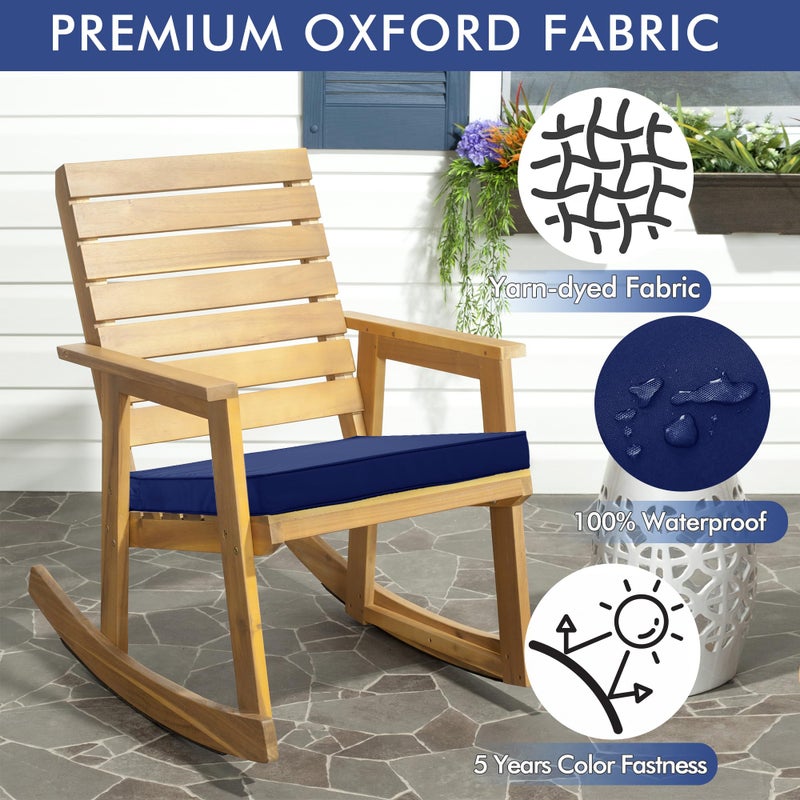 Comcaver Outdoor Chair Cushions 16 x 17 Inch Water Resistant Patio Chair Cushions with Tie 3 Year Color Fastness Thick Outdoor Seat Cushion for Garden Lawn Patio Furniture Navy Set of 2 - Image 2