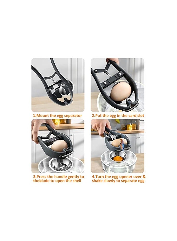 erorex Egg Cracker Egg Separator Tool, Handheld Egg Opener with Egg Yolk White Separator Food Grade Eggshell Cutter Creative Kitchen Gadgets - Image 4