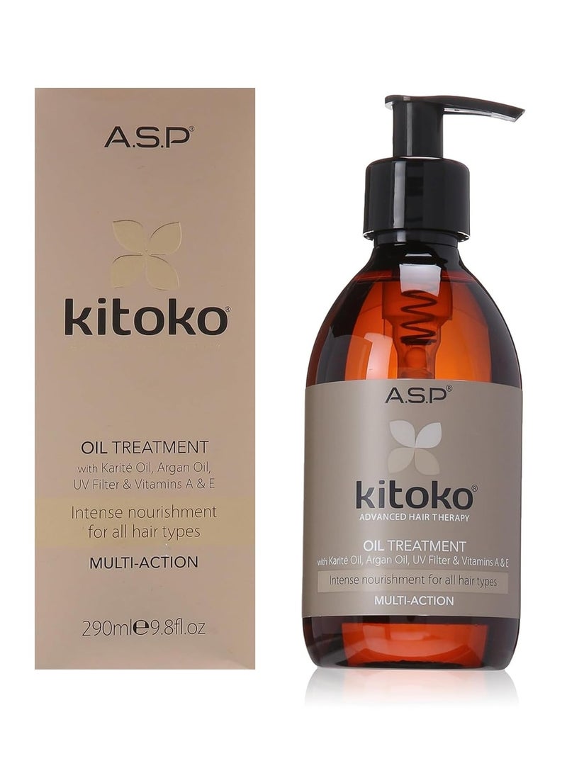 ASP ASP Kitoko Haircare Advanced Hair Theraphy, All Hair Types Oil Treatment with Karité Oil Argan Oil UV Filter & Vitamin E, Intense Nourishment For All Hair Types (290ml/9.8fl.oz) - Image 1