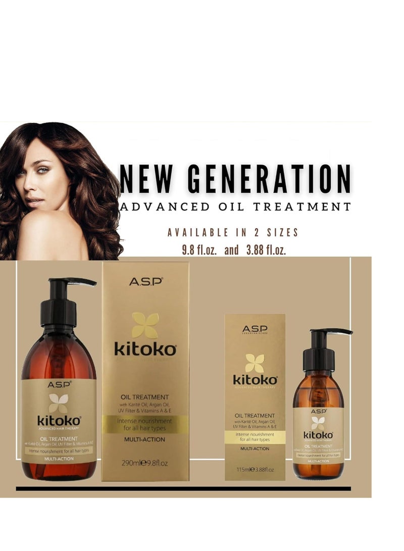 ASP ASP Kitoko Haircare Advanced Hair Theraphy, All Hair Types Oil Treatment with Karité Oil Argan Oil UV Filter & Vitamin E, Intense Nourishment For All Hair Types (290ml/9.8fl.oz) - Image 3
