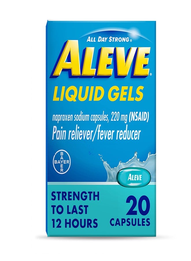 Aleve Pain Reliever & Fever Reducer Liquid Gels, Naproxen Sodium, Pain Relief, 20 Count - Image 1