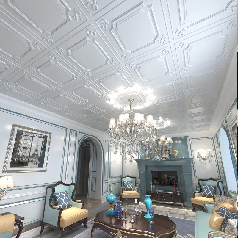 Art3d Drop Ceiling Tiles 24x24 in White (12-Pack, 48 Sq.ft), Wainscoting Panels Glue Up 2x2 - Image 3