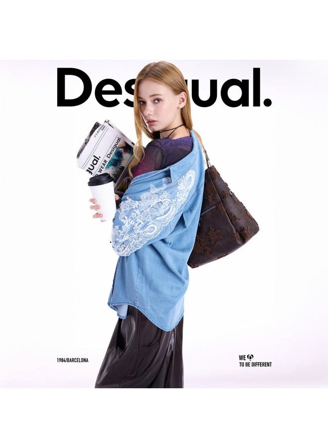 DESIGUAL 25 قميص نسائي بتصميم رقعة مطرزة بنمط الدانتيل الجديد لخريف وشتاء - Image 5