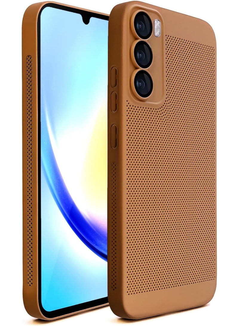 جراب Oppo Reno 12 5G الممتص للحرارة مع واقي عدسة الكاميرا المدمج، ملائم للجسم، قابل للتهوية، مضاد لبصمات الأصابع، غطاء خلفي صلب من البولي كربونات مقاوم للصدمات (بني)