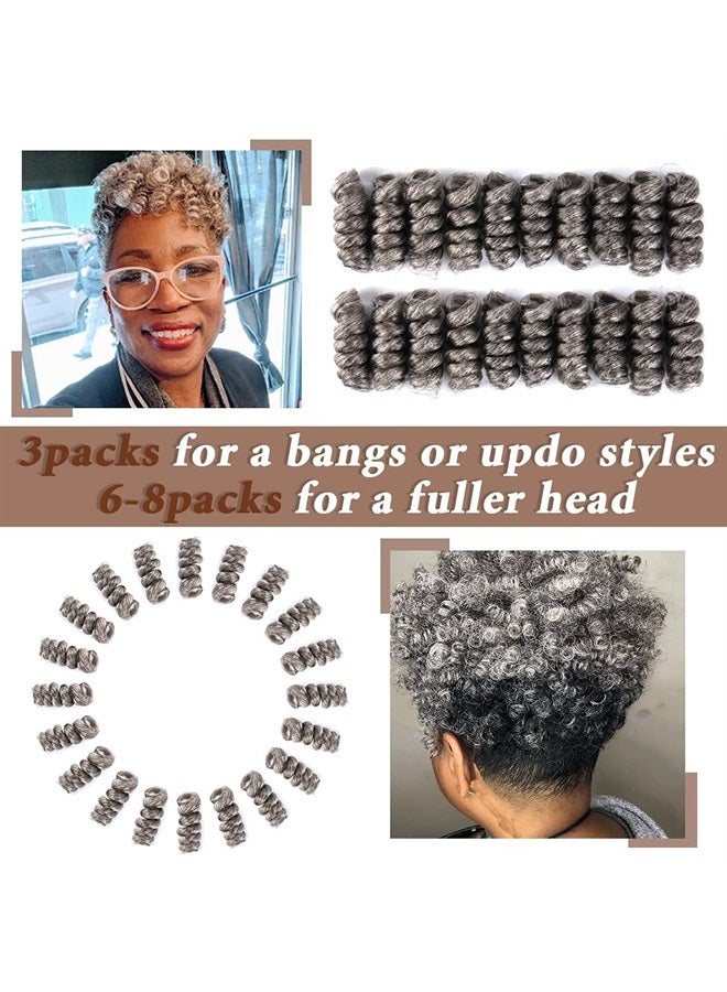 5 Packs 10 Inch Short Saniya Curls Crochet Hair for Black Women 12MM Bouncy Crochet Braids Synthetic Braiding Hair (Black mix Grey)