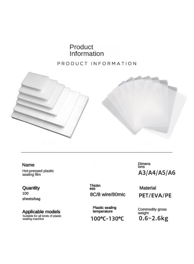 100-Piece Laminating Pouch Film Set Clear（154*216mm） - Image 5