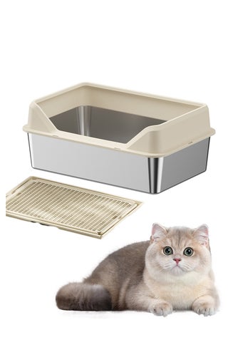 Stainless Steel Cat Litter Box Metal Litter Pan Tray with High Wall Semi-Closed Side Door Pet Litter Box - pzsku/Z51BAD6F31D84F5FAF963Z/45/1753709073/dcb23bd2-9fd4-4165-b8c5-eda3b7f02672