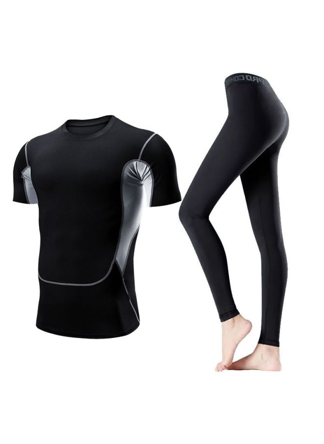 Generic - Swimsuit Women's Split Large Size Conservative Swimming Trunks For Chubby Girls Long-sleeved Trousers For Students Sunscreen Diving Suit-Color:Women-Breathable Two-piece (short Sleeve)-Size:4XL - Image 1