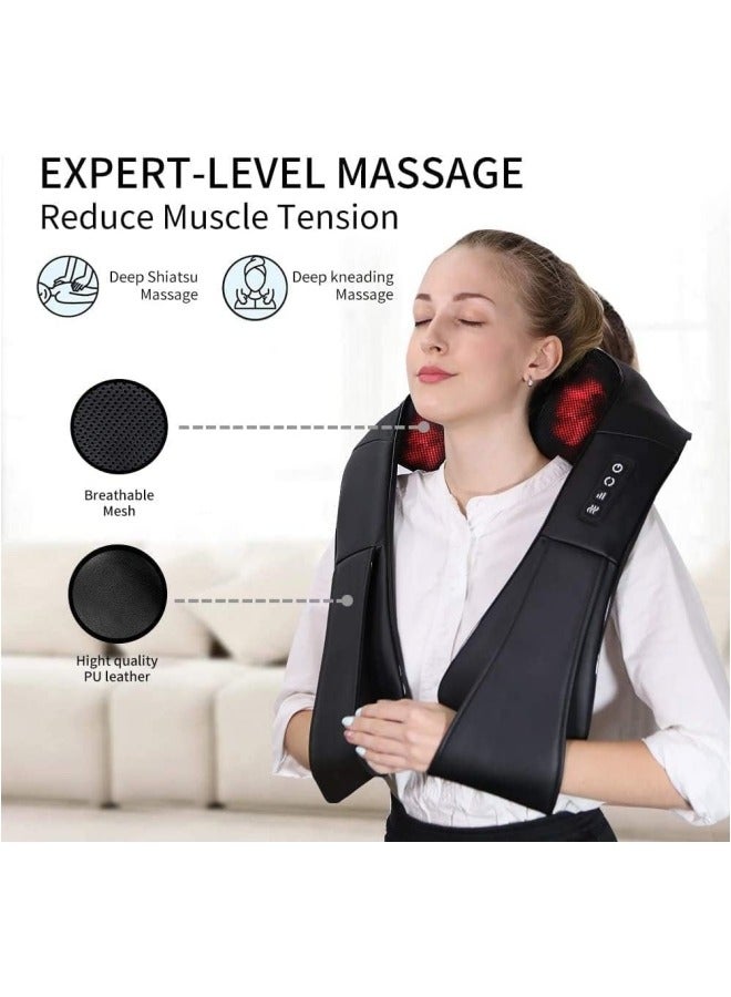 ALongDeng Neck Massager with Heat Shiatsu Massager for Neck Back Shoulder Foot and Leg Deep Tissue 3D Kneading Helps to Relax Muscles at Home and Car  - Image 3