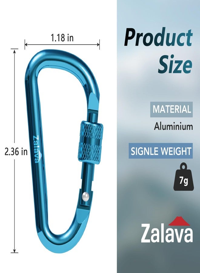 Zalava 6PCS Carabiner Keychain, 2'' Aluminum D-Ring Clip Caribeener with Hook, On-Demand Locking, Multicolor, for Keychain, Hiking, Fishing, Camping, Dog Walking - Image 2