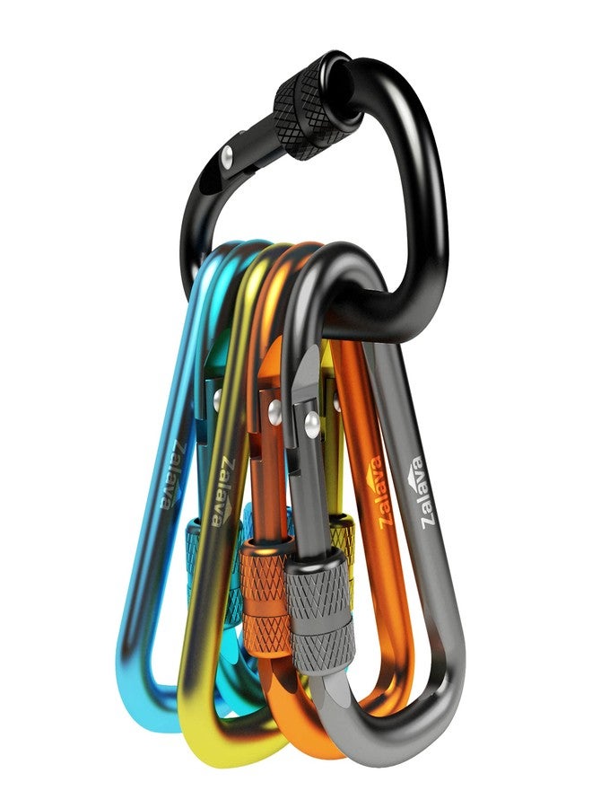 Zalava 6PCS Carabiner Keychain, 2'' Aluminum D-Ring Clip Caribeener with Hook, On-Demand Locking, Multicolor, for Keychain, Hiking, Fishing, Camping, Dog Walking - Image 1