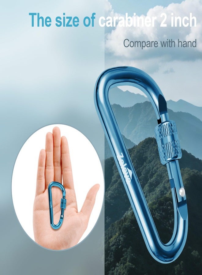 Zalava 6PCS Carabiner Keychain, 2'' Aluminum D-Ring Clip Caribeener with Hook, On-Demand Locking, Multicolor, for Keychain, Hiking, Fishing, Camping, Dog Walking - Image 5