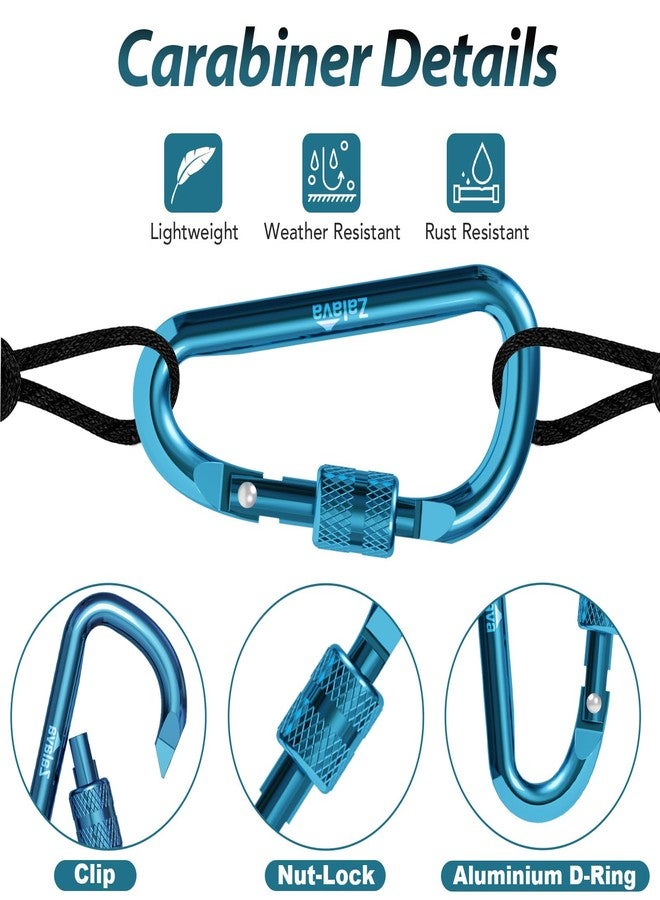 Zalava 6PCS Carabiner Keychain, 2'' Aluminum D-Ring Clip Caribeener with Hook, On-Demand Locking, Multicolor, for Keychain, Hiking, Fishing, Camping, Dog Walking - Image 3