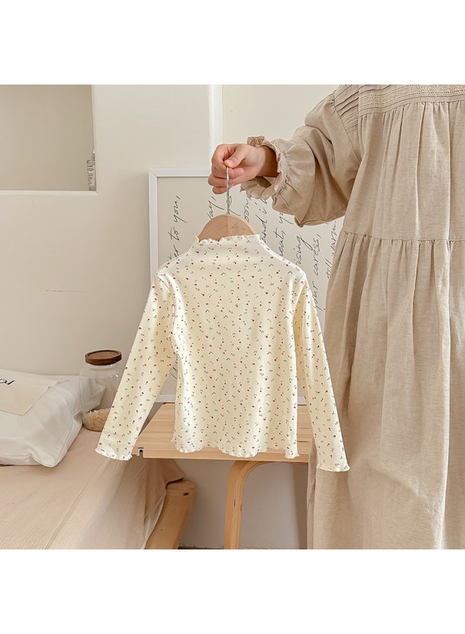 New Autum Style Kidsren's And Girls' Bow Lace Bottoming Shirt With Fungus Pure Color Soft Top