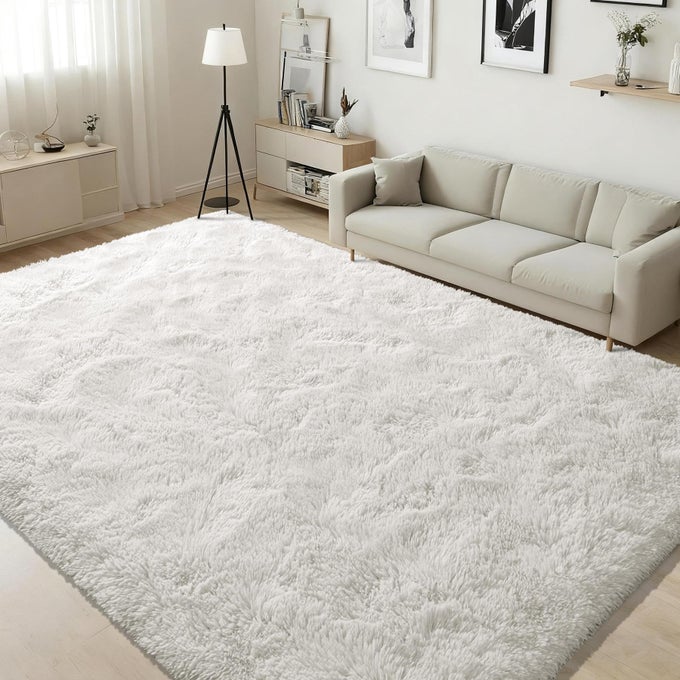 FLUFFY RUG CARPETS SOFT SHAGGY AREA RUGS INDOOR FLOOR MATS FOR KIDS ROOM FUZZY CARPET COMFY CUTE NURSERY MAT BEDSIDE FOR BOYS GIRLS BEDROOM LIVING ROOM HOME DECOR 6FT X 9FT CREAM WHITE