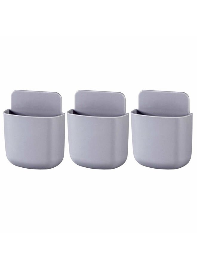 kulusion Remote Control Holders Wall Mount Adhesive Pen Holders Adhesive Storages Phone Holders Wall Mount Holder Wall Adhesive Remote Control Holder Containers For Home Office School Supply Storage 3 Pcs Gray - Image 1