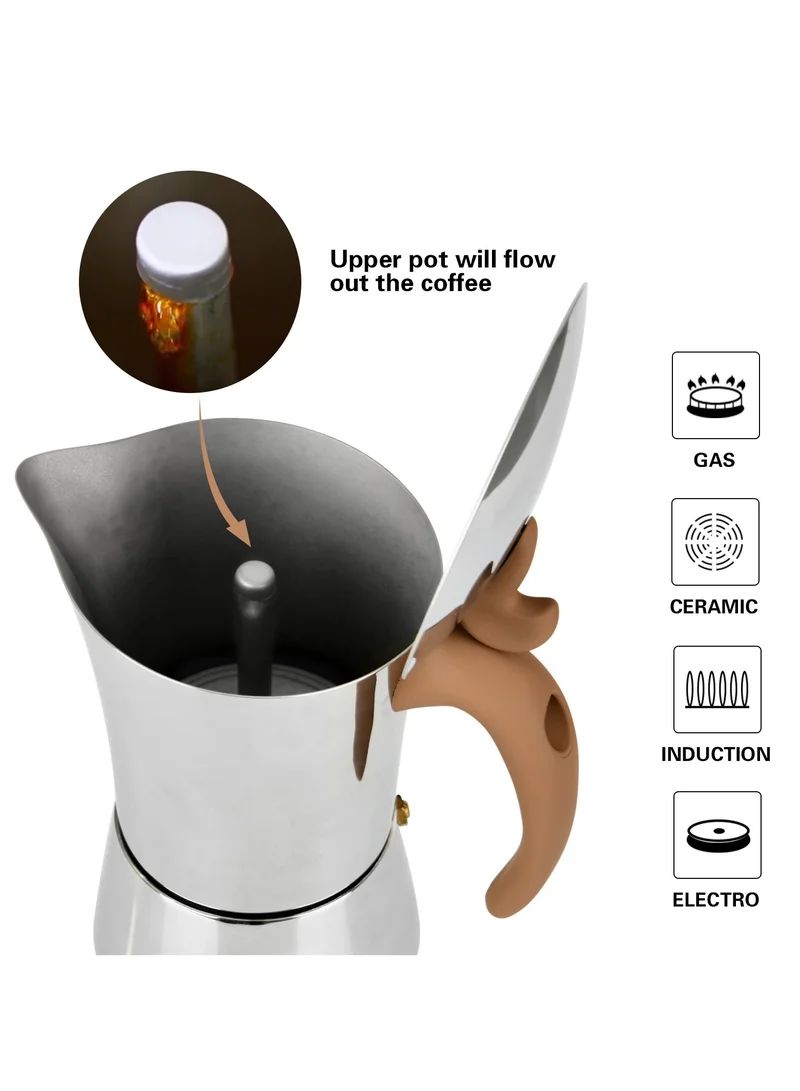 فيسمان Espresso Maker Stovetop Stainless Steel For 4 Cups with Bakelite Handle