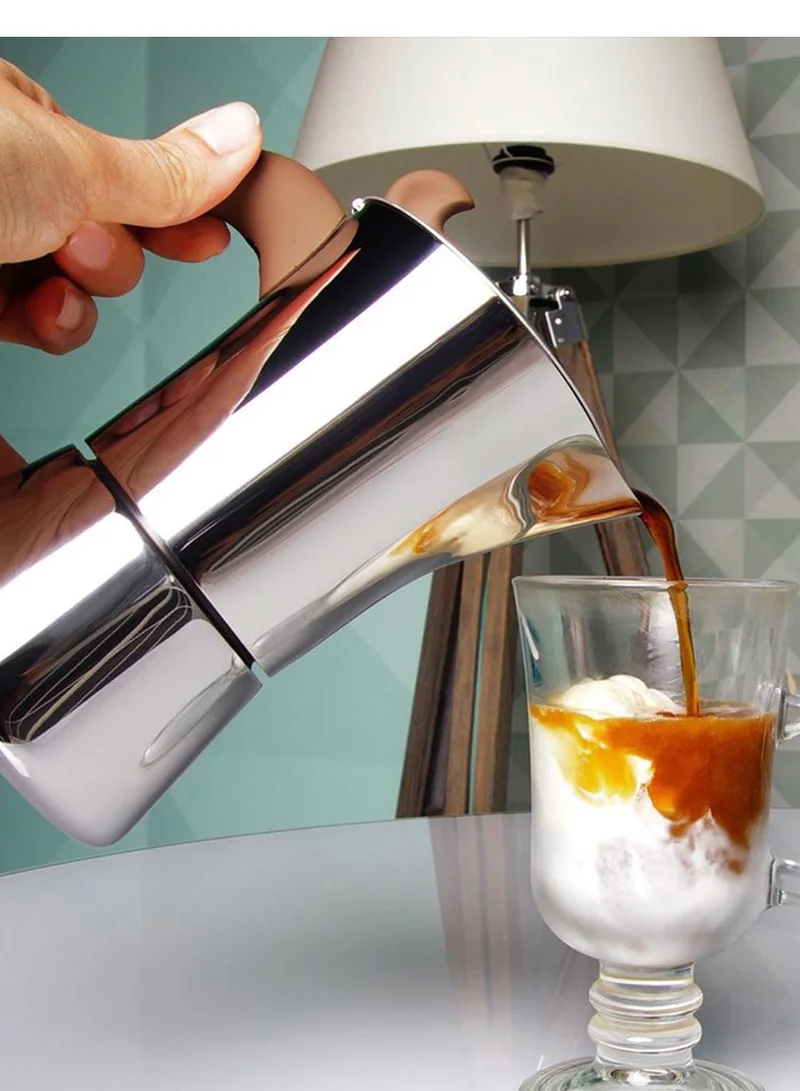 Fissman  Espresso Maker Stovetop Stainless Steel For 4 Cups with Bakelite Handle 240.0 ml 9414 Silver/Clear  | Best Price UAE