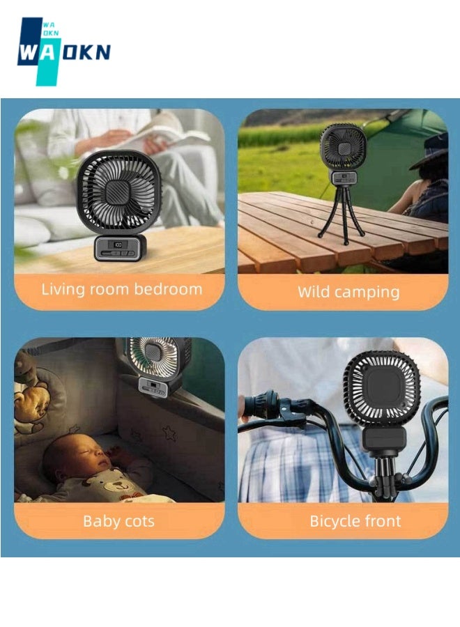 دبليو أيه أو كي أن مروحة عربة أطفال ، مروحة أطفال تعمل بالبطارية مع حامل ثلاثي القوائم مرن ، مروحة مكتب شخصية مع 3 سرعات ، مروحة محمولة قابلة للتدوير 360 درجة مروحة USB لمقاعد السيارة ، المطاحن ، الخيام  - Image 3