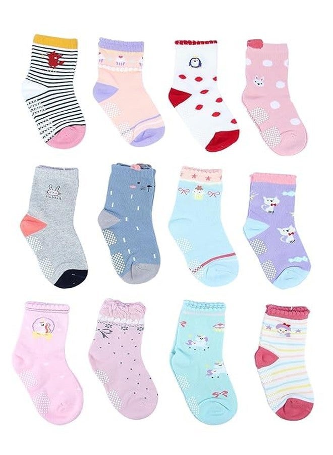 ASJAR Ramita Cotton Toddler Baby Boy Girl Non Slip Skid Ankle Socks Grips Crew Socks For 2-3 Years Infants Baby Children (Pack of 6 Multicolor) - Image 4