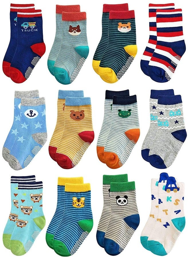 ASJAR Ramita Cotton Toddler Baby Boy Girl Non Slip Skid Ankle Socks Grips Crew Socks For 2-3 Years Infants Baby Children (Pack of 6 Multicolor) - Image 3