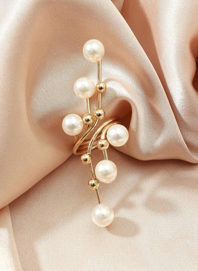 Fabula خاتم فابولا للمجوهرات، مطلي بالذهب، مرصع باللؤلؤ الكبير المتفرع، خاتم أنيق وعصري للنساء والفتيات - خاتم مفتوح قابل للتعديل (RSSK25_Z) - Image 4