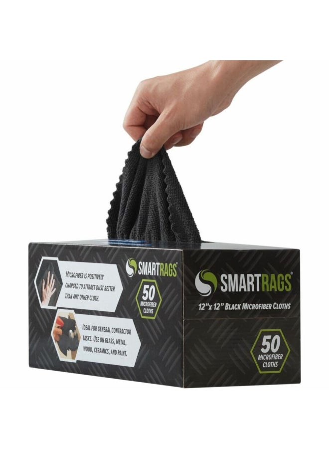 MONARCH 50-Piece Smartrags Disposable Reusable Microfiber Cloths Black 12 x 12 Inch M950BLK - Image 3
