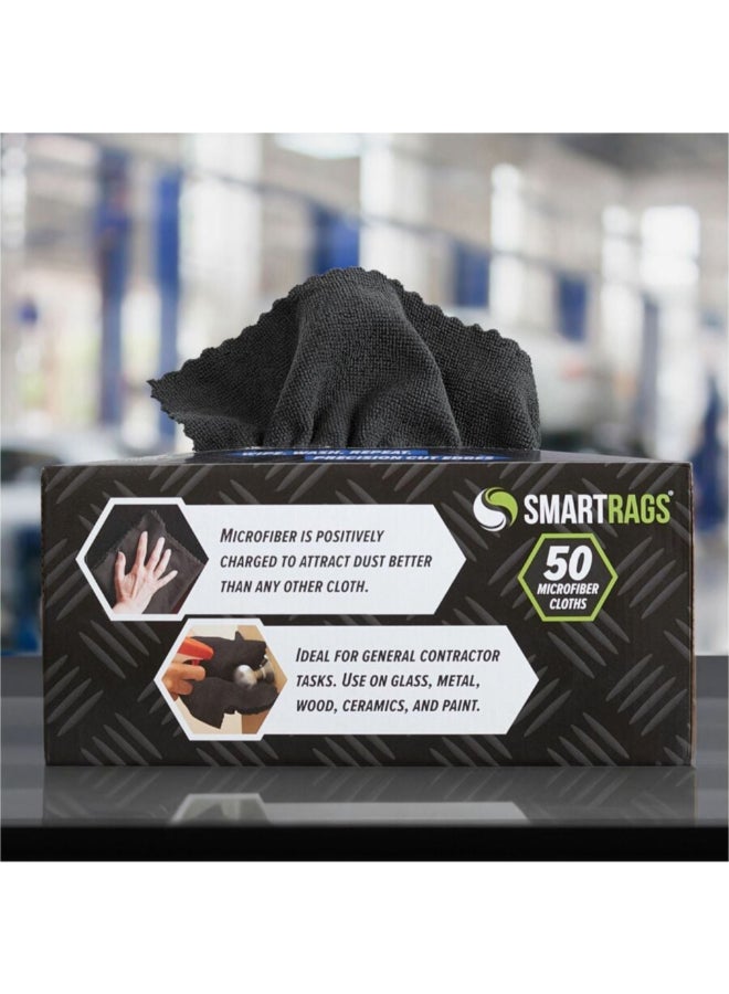 MONARCH 50-Piece Smartrags Disposable Reusable Microfiber Cloths Black 12 x 12 Inch M950BLK - Image 4