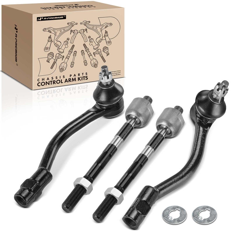 APremium Set of 4 Front Inner Outer Tie Rod End Kit Compatible with Hyundai Accent 20122017 Kia Rio 20122017