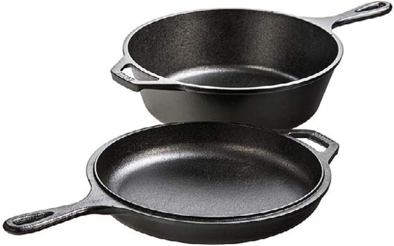 Lodge Cast Iron Combo Cooker - PFAS-Free 2-in-1 3.2 Quart Deep Pot and 10.25 Inch Skillet Set - Dutch Oven with Skillet Lid for Sourdough, Frying, and Camping - Made in the USA - Image 1