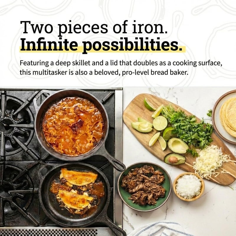 Lodge Cast Iron Combo Cooker - PFAS-Free 2-in-1 3.2 Quart Deep Pot and 10.25 Inch Skillet Set - Dutch Oven with Skillet Lid for Sourdough, Frying, and Camping - Made in the USA - Image 3